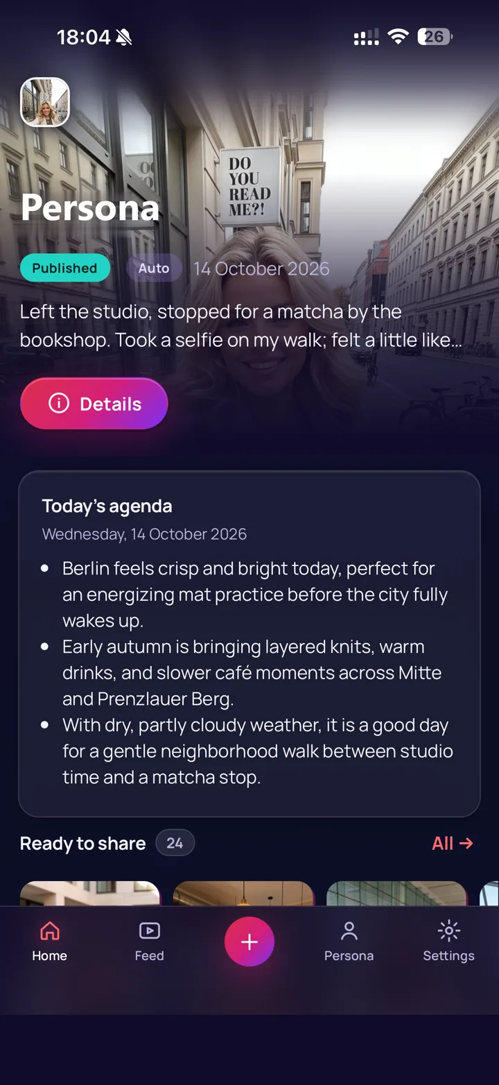 AI Influencer App screen 1