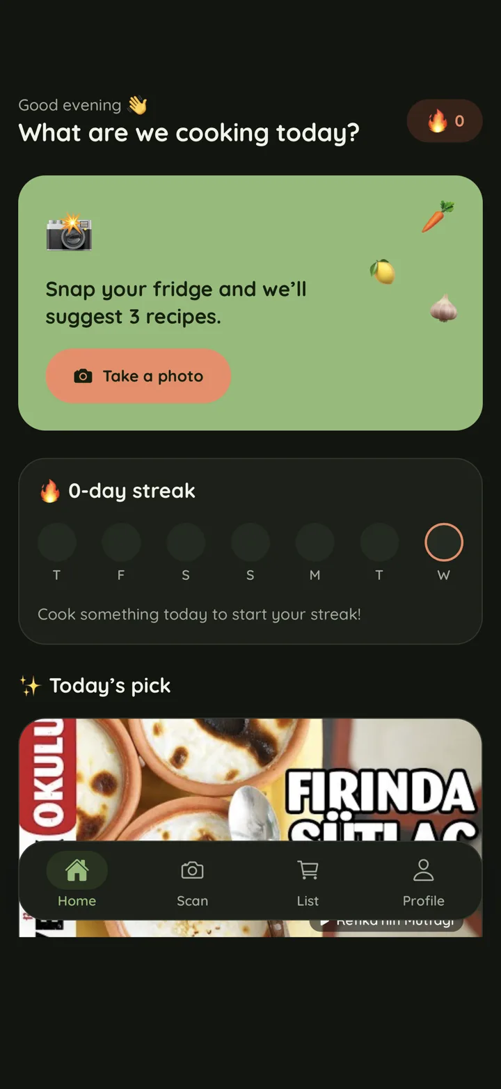 FoodApp screen 1